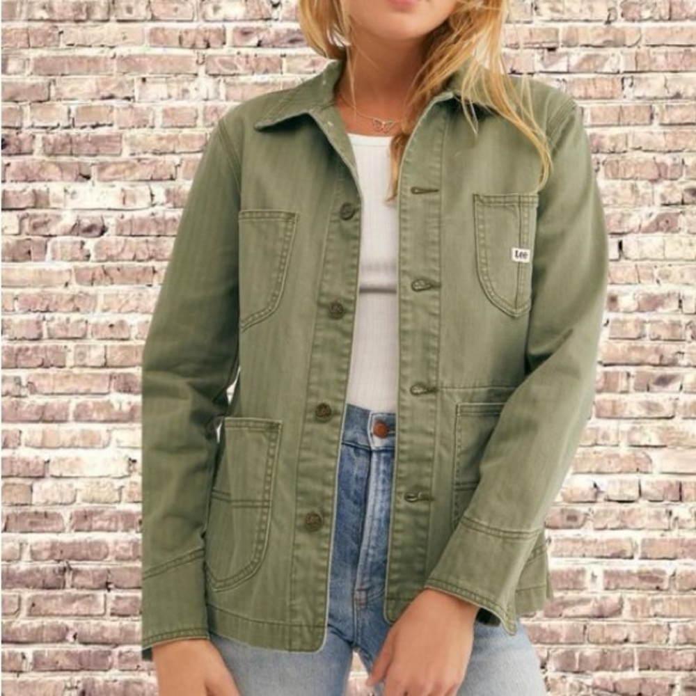 Lee Vintage Modern Loco Chore Denim Jean Jacket Coat XS 100% Cotton Olive Green